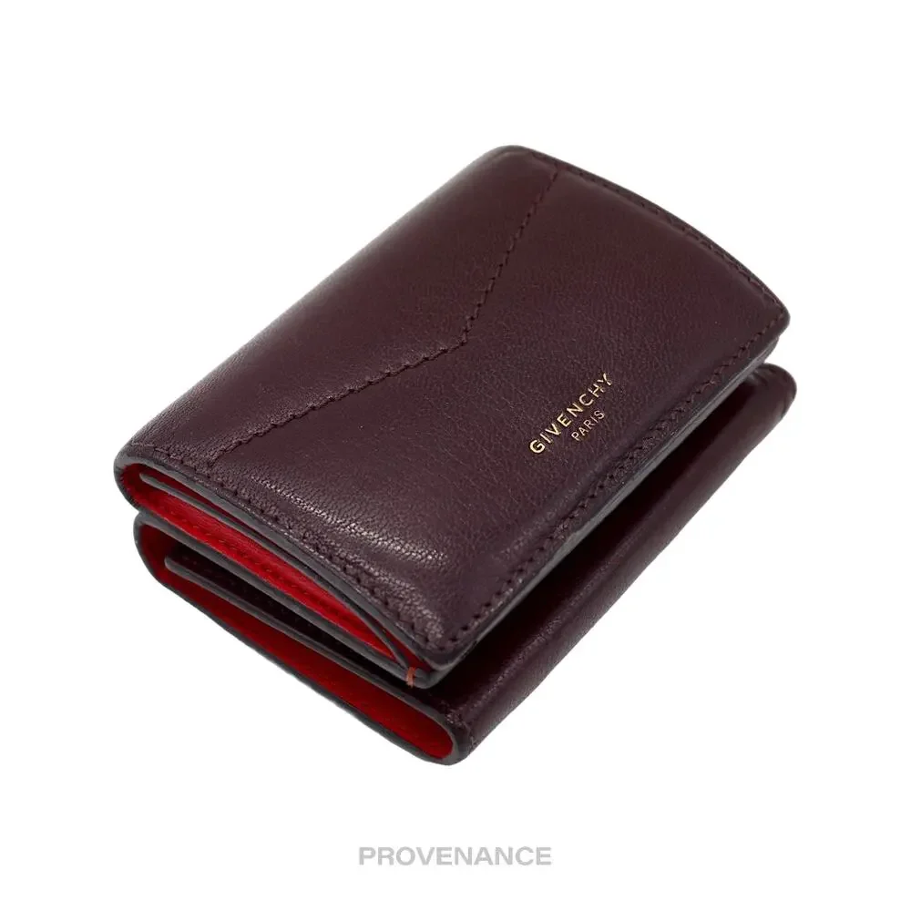 🔴 Givenchy Two Tone Trifold Wallet - Burgundy Leather - Picture 3 of 8